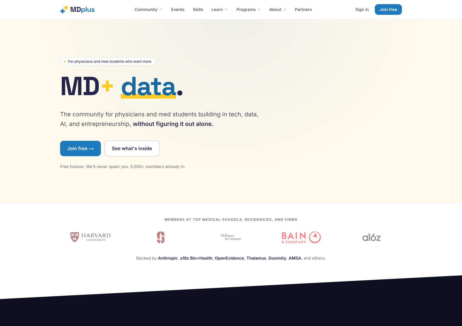 MD+ website after the redesign