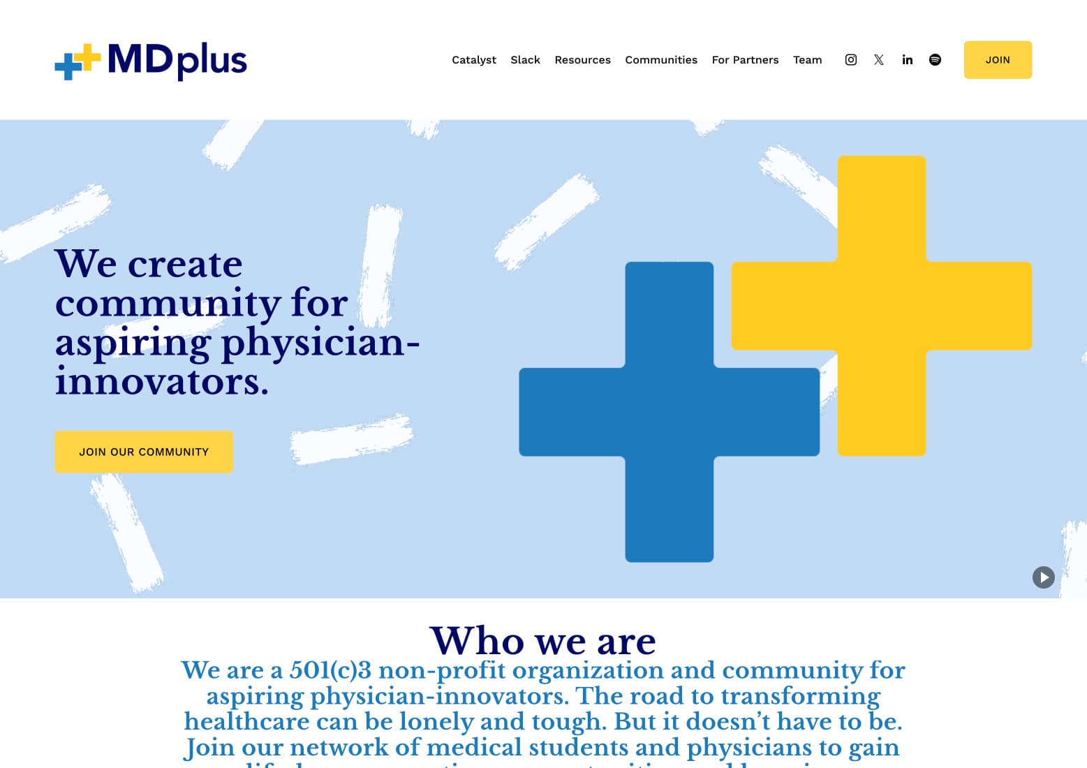 MD+ website before the redesign